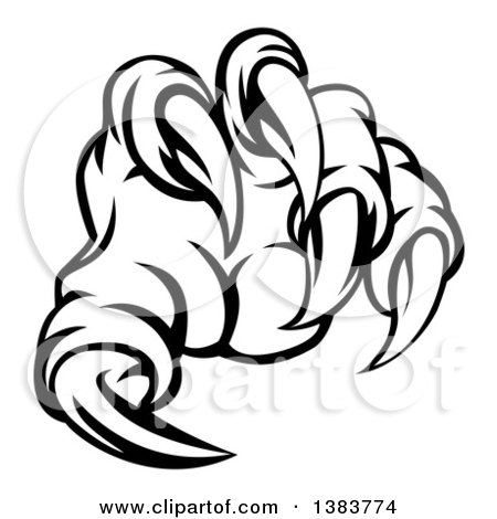 450x470 Clipart Of Black And White Monster Claw With Sharp Talons