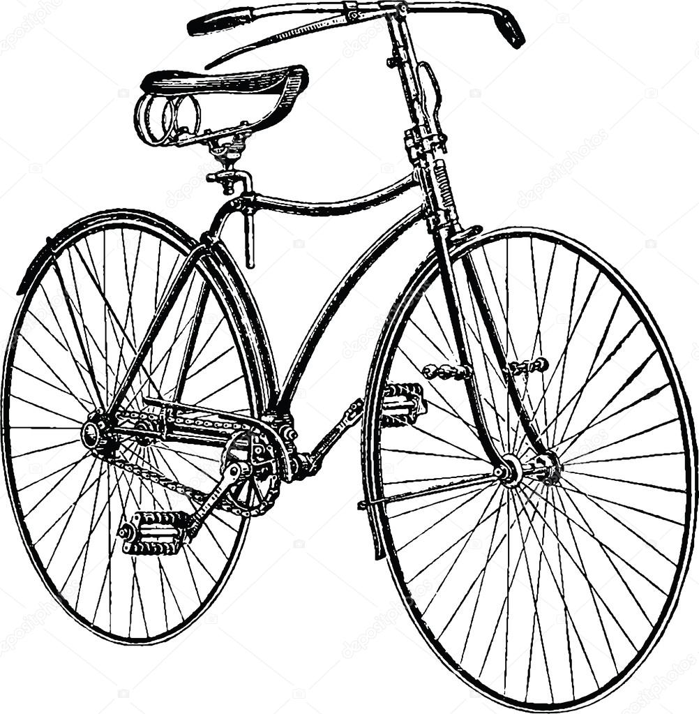 1002x1023 Vintage Drawing Bicycle Stock Photo