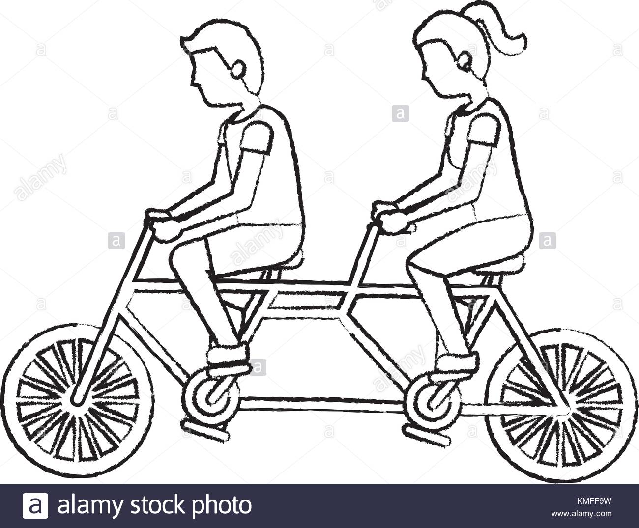 1300x1075 Tandem Bicycle Stock Vector Images