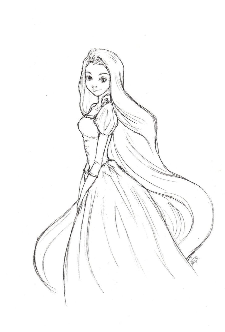 900x1324 Rapunzel Sketch By Ricochet X
