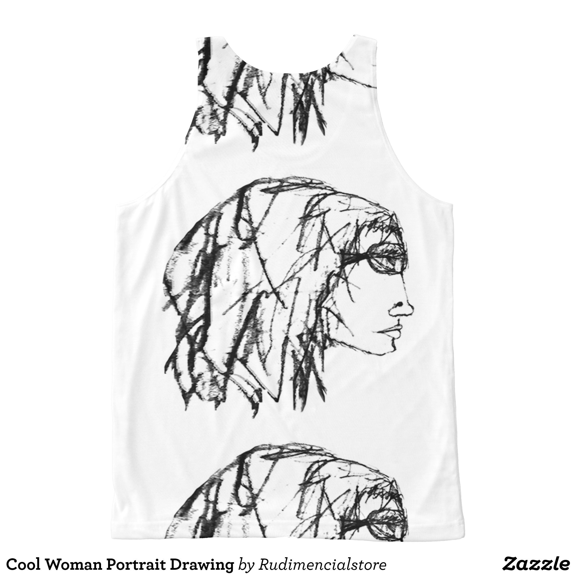2212x2212 Cool Woman Portrait Drawing All Over Print Tank Top Woman
