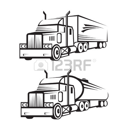 450x450 Monochrome Set Of A Truck With Trailer And Tank Truck Royalty Free