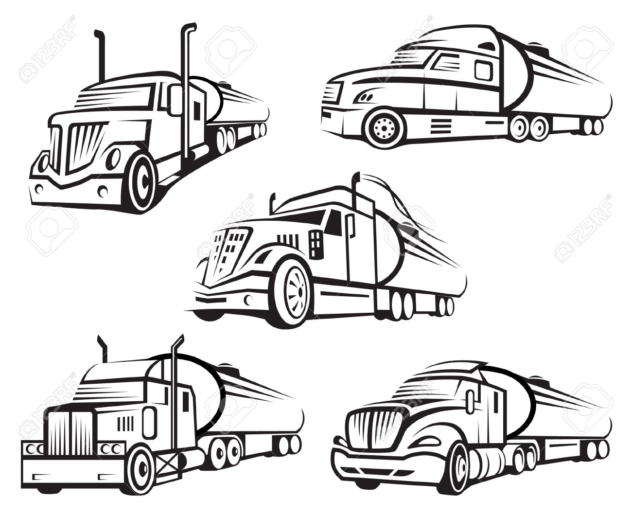 1300x1063 Monochrome Set Of Four Tank Truck Royalty Free Cliparts, Vectors