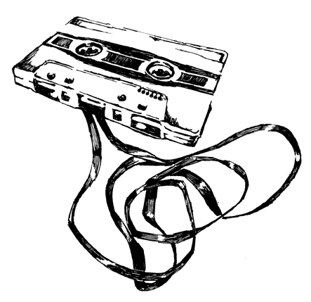 443x429 How To Draw Unravelled Cassette Tape