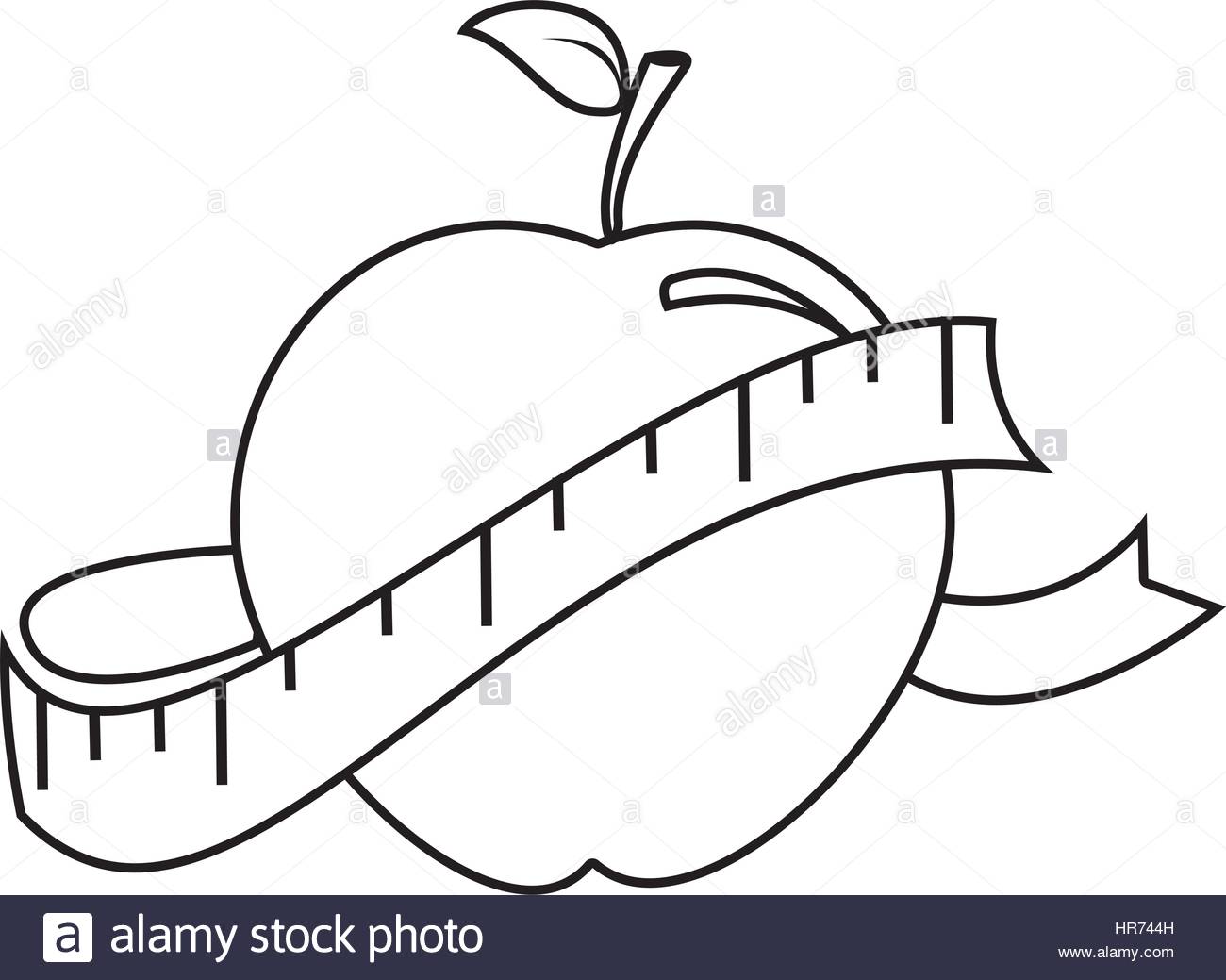 1300x1039 Silhouette With Apple And Measuring Tape Stock Vector Art