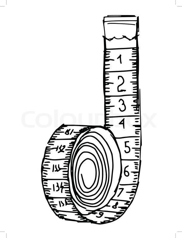 611x800 Hand Drawn, Sketch Illustration Of Measuring Tape Stock Vector