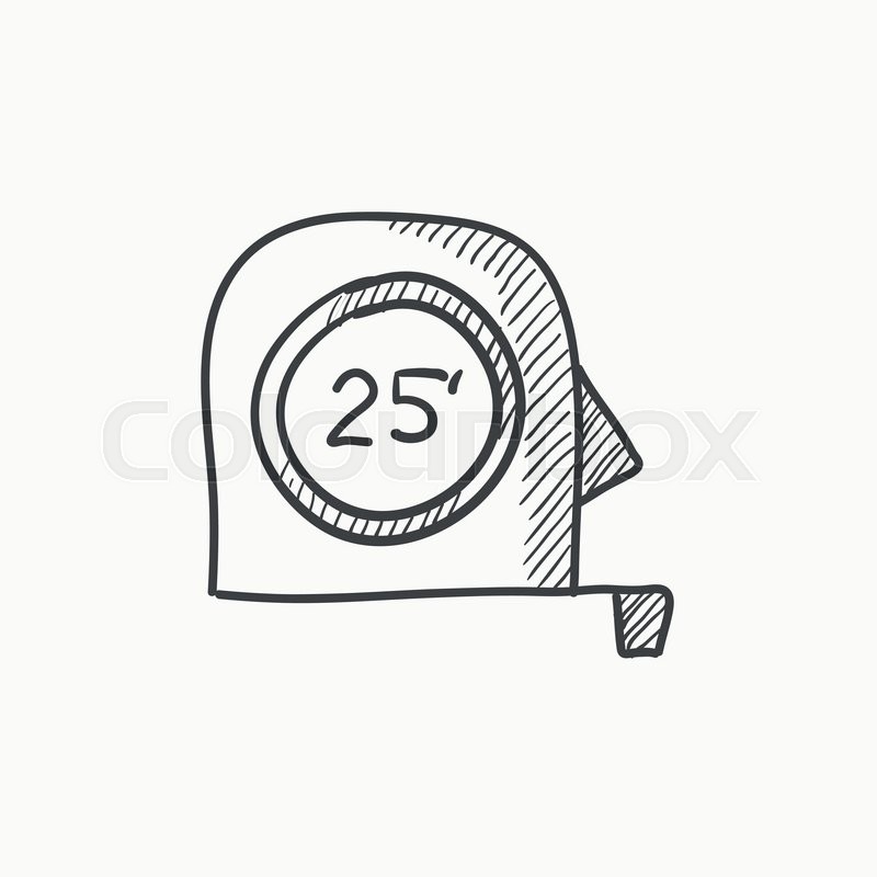 800x800 Tape Measure Vector Sketch Icon Isolated On Background. Hand Drawn