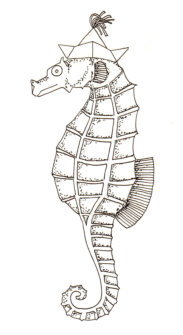 640x1169 It's About Art And Design Paper Boat Party Hat Sea Horse Drawing