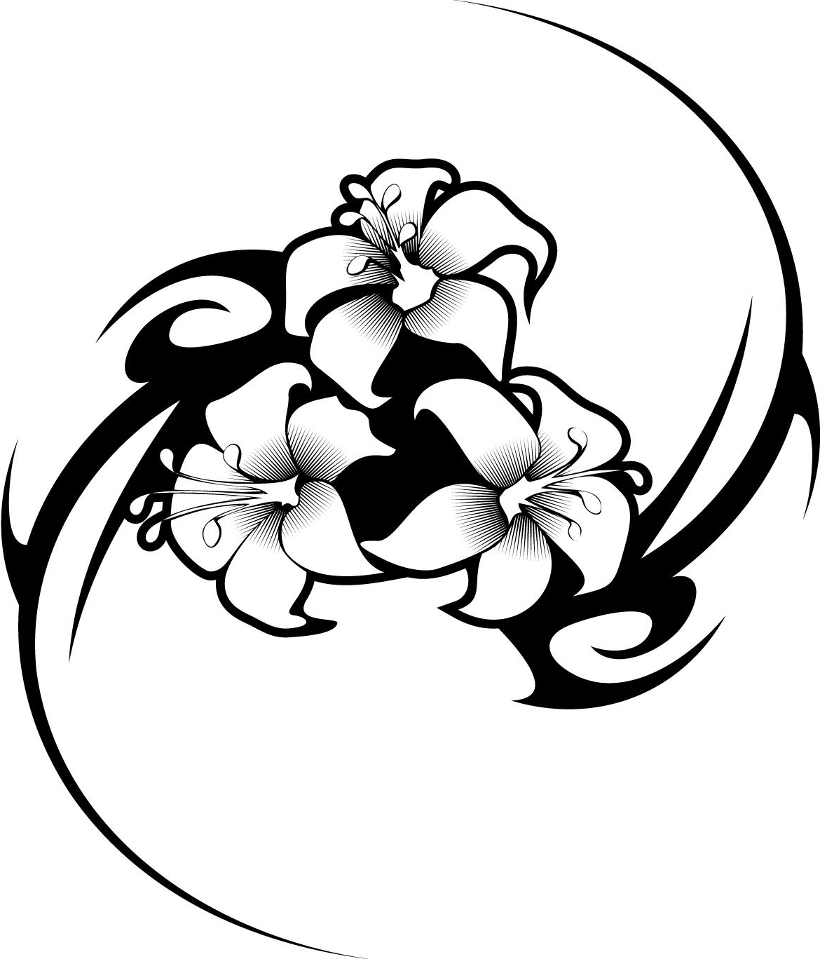 1170x1368 Hawaiian Tribal Flower Tattoos Tattoo Art Coloring Pages, Tribal