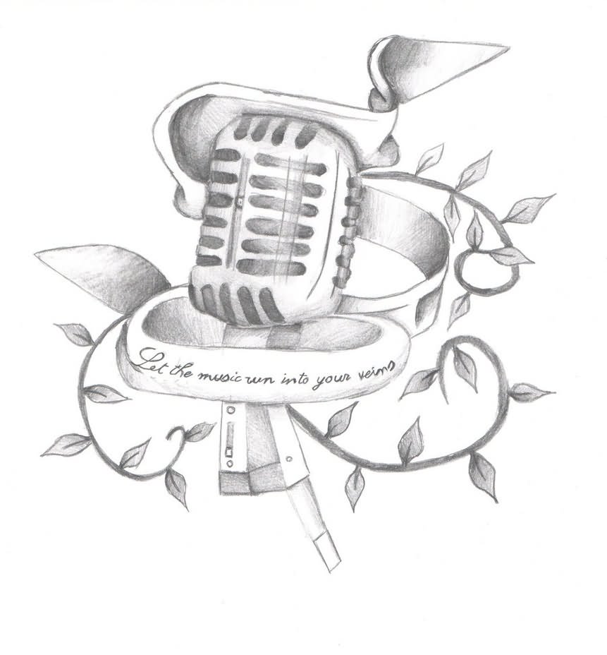 861x928 Microphone Tattoo Drawings