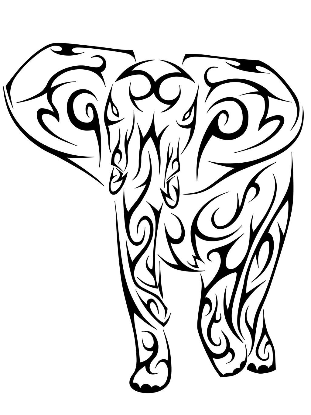 1024x1365 Tribal Elephant Drawing Elephant Tribal Tattoo Designs
