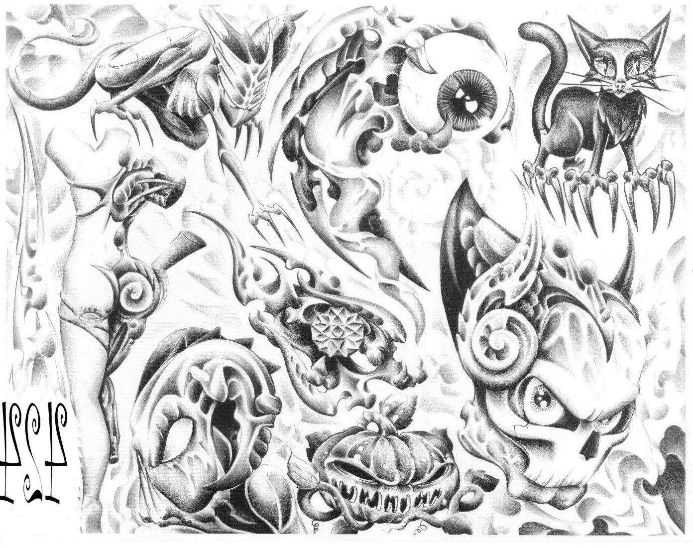 1392x1100 Black And Grey Tattoo Drawings
