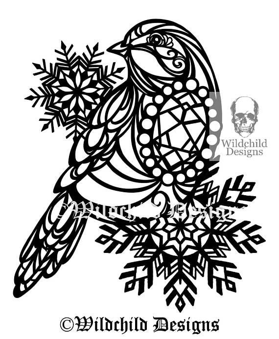570x693 Tattoo Style Robin Paper Cutting Template Commercial Amp Bird