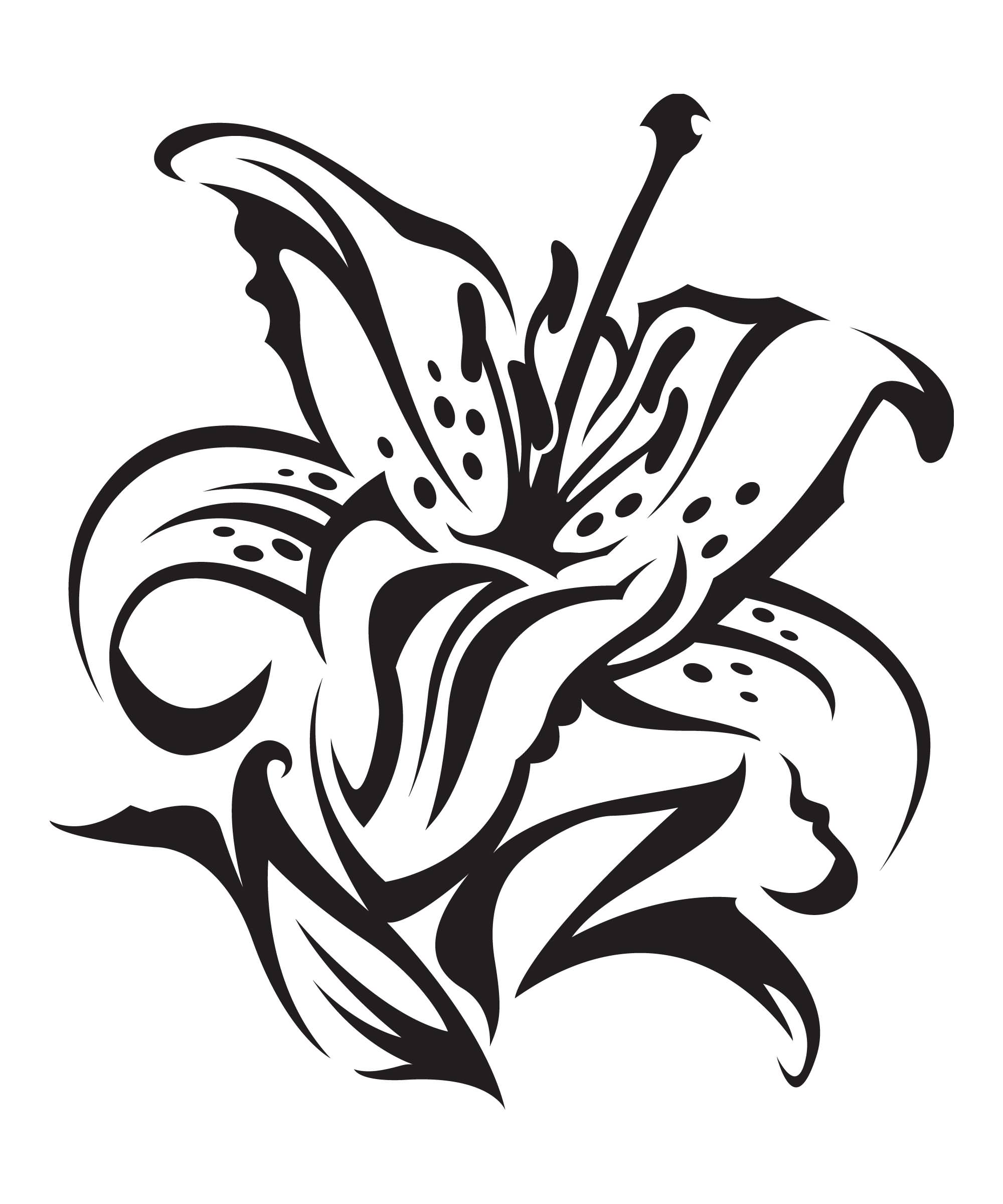 2000x2400 Black Ink Tiger Lily Tattoo Design On Paper Truetattoos