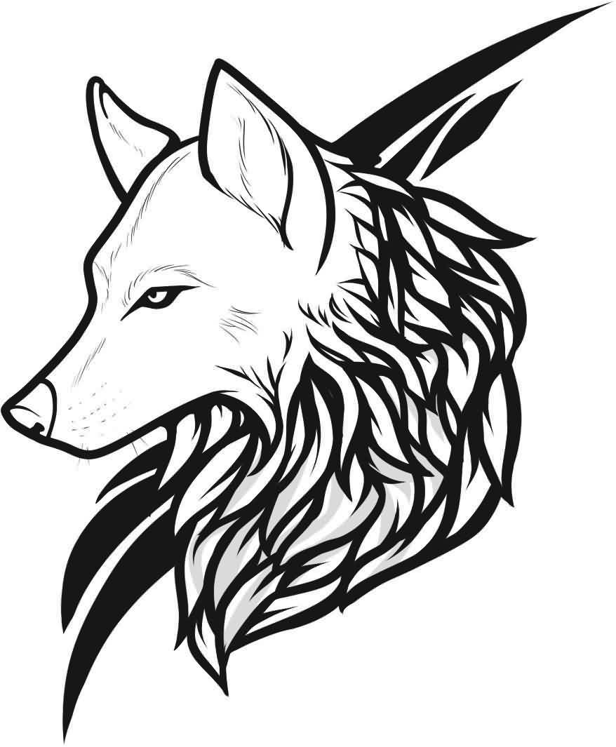 878x1065 Black Tribal Wild Wolf Tattoo Stencil On Paper Truetattoos