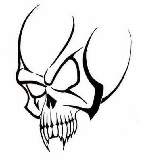 500x571 Tribal Skull Tattoo Design Idea ~