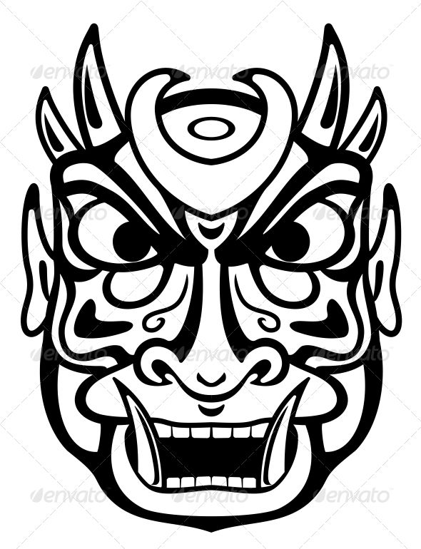 590x770 Ancient Mask Vector Program, Masking And Tattoo Templates