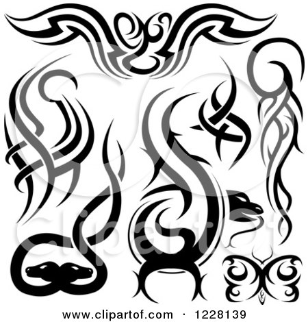 450x470 Clipart Of Black And White Tribal Tattoo Designs