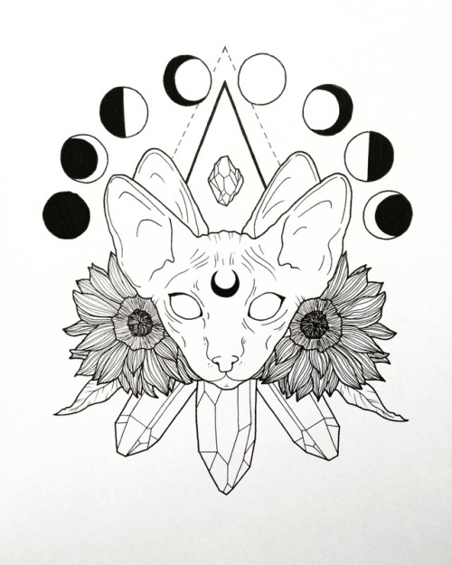500x625 Cat And Moon Tattoo Tumblr