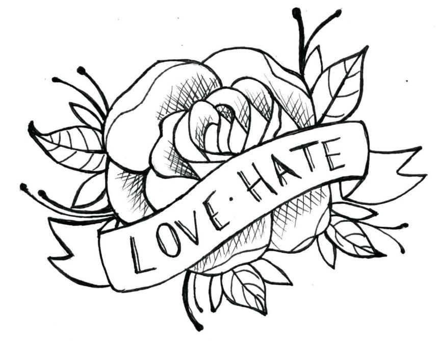 863x669 Ideas Tattoos And Simple Traditional Rose Line Drawing Tribal