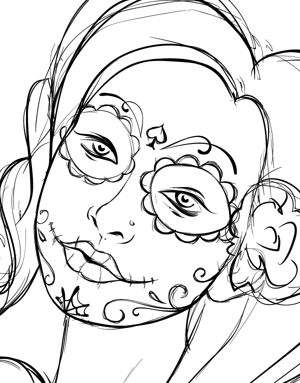 600x766 Create A Tattoo Style, Grunge, Day Of Dead Girl Poster In Illustrator