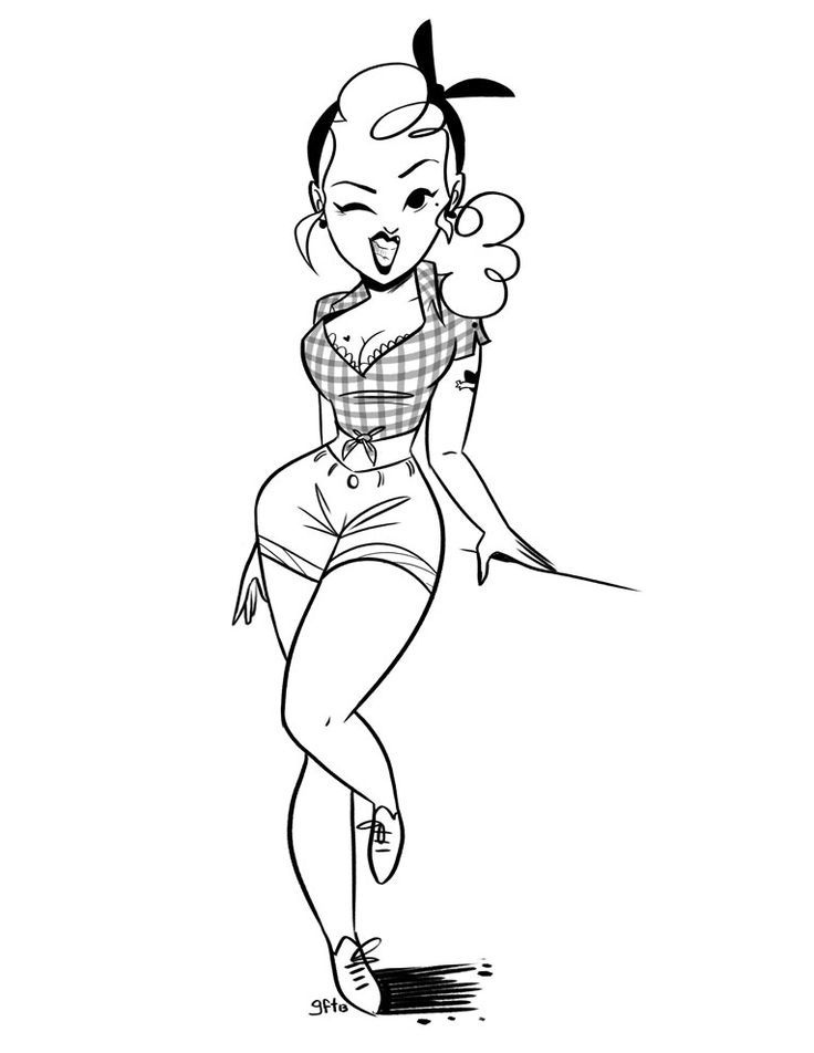 736x952 Pin Up Girl Tattoo Drawing Tattoo Ideas