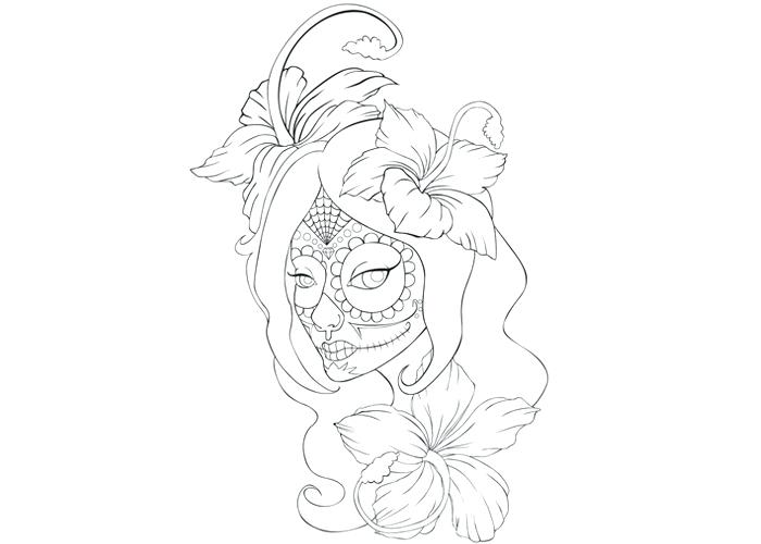700x500 Tattoo Coloring Pages Gallery Cute Sugar Skull Coloring Tattoo