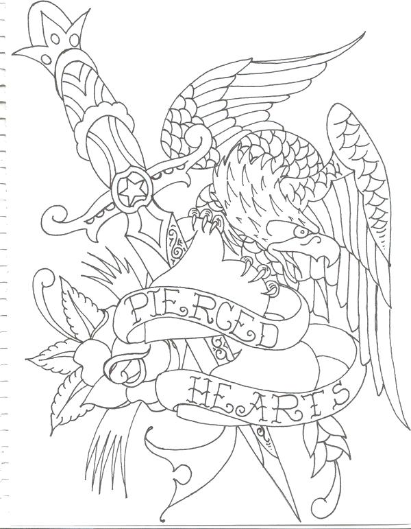 600x771 Amazing Tattoo Coloring Pages And Uncolored Ill Color It Eagle