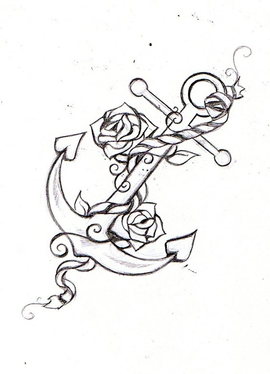 553x768 Anchor With Rose Tattoo Designs