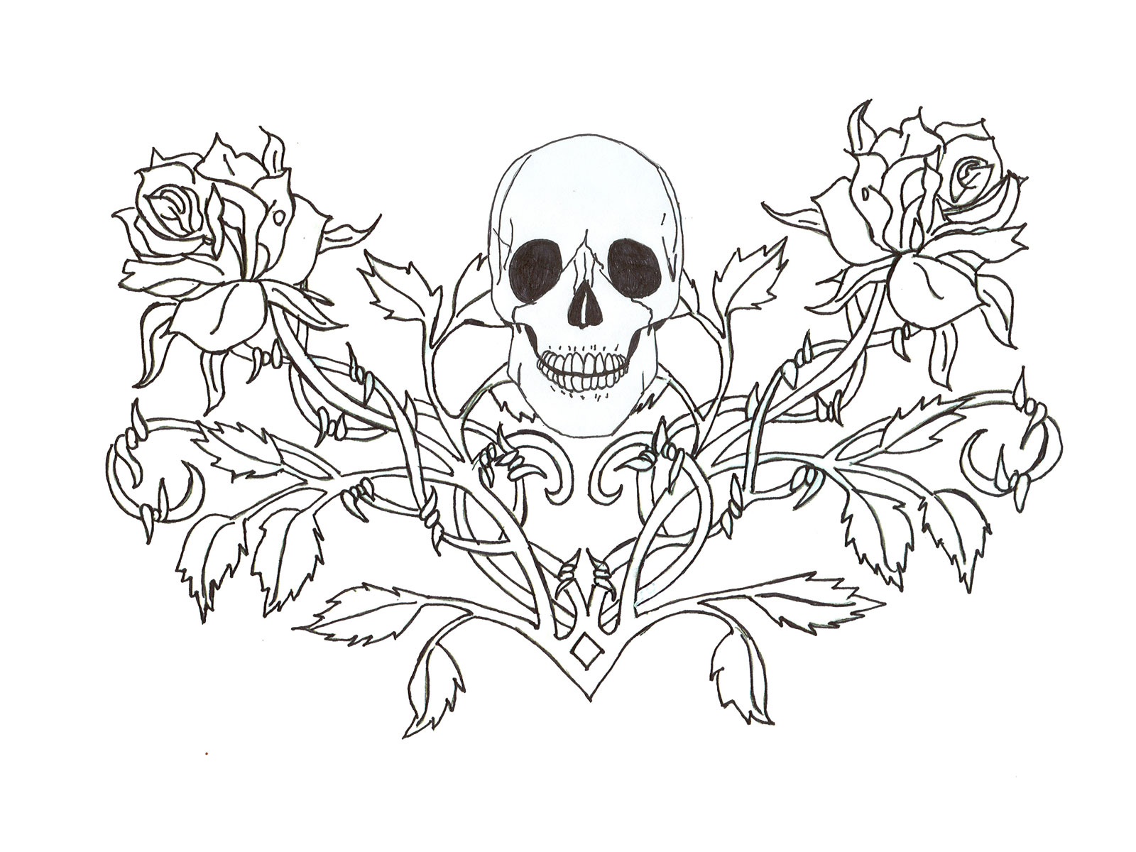 1600x1200 Collection Of Roses Moon Skull Heart Tattoo Designs