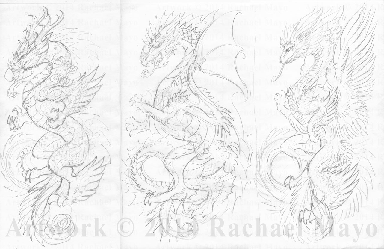 1282x831 Dragon Tattoo Sketches By Rachaelm5
