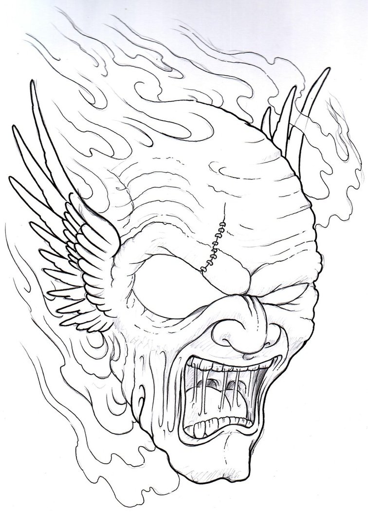756x1056 Winged Demon Tattoo Sketch By Vikingtattoo