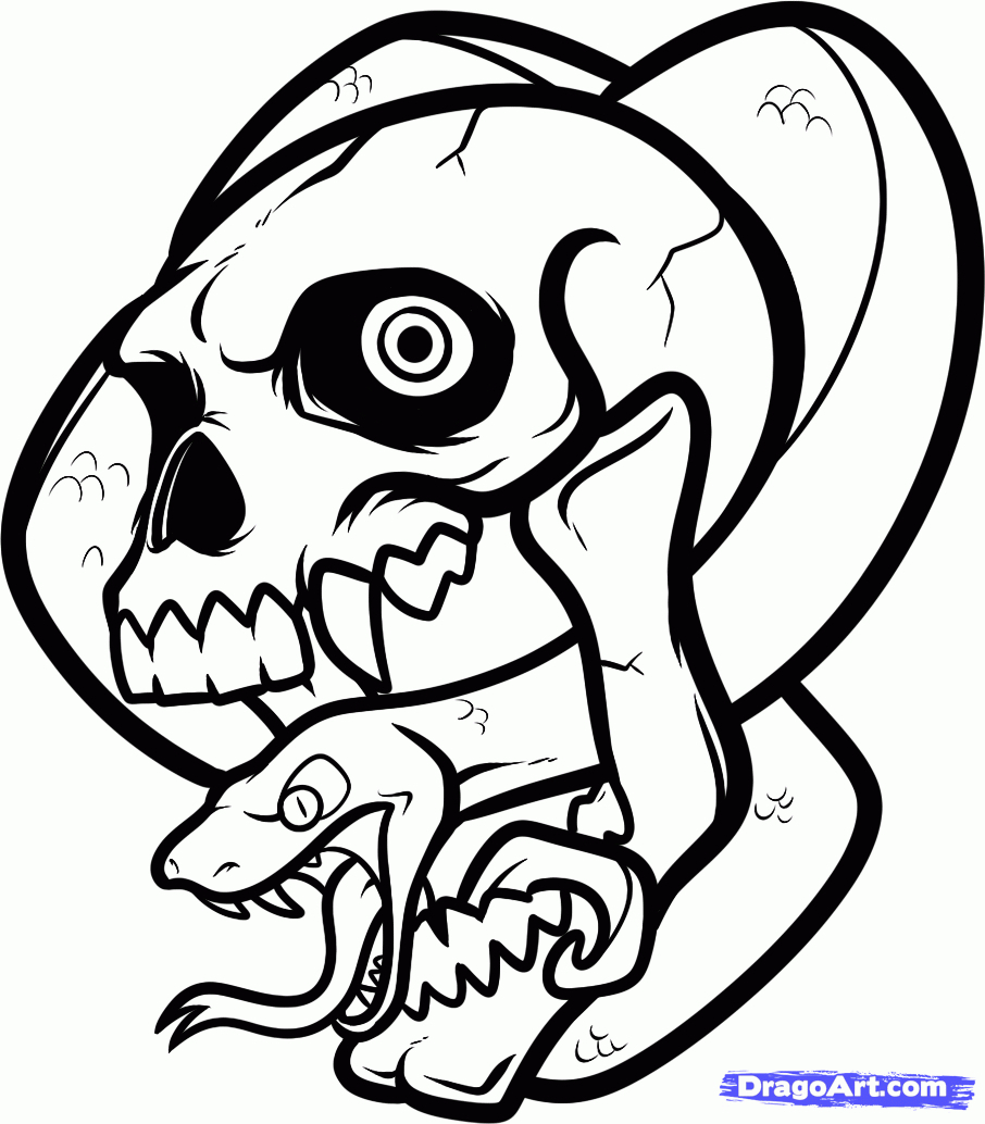 906x1034 Skull Drawing For Kids How To Draw A Skull Snake Skull