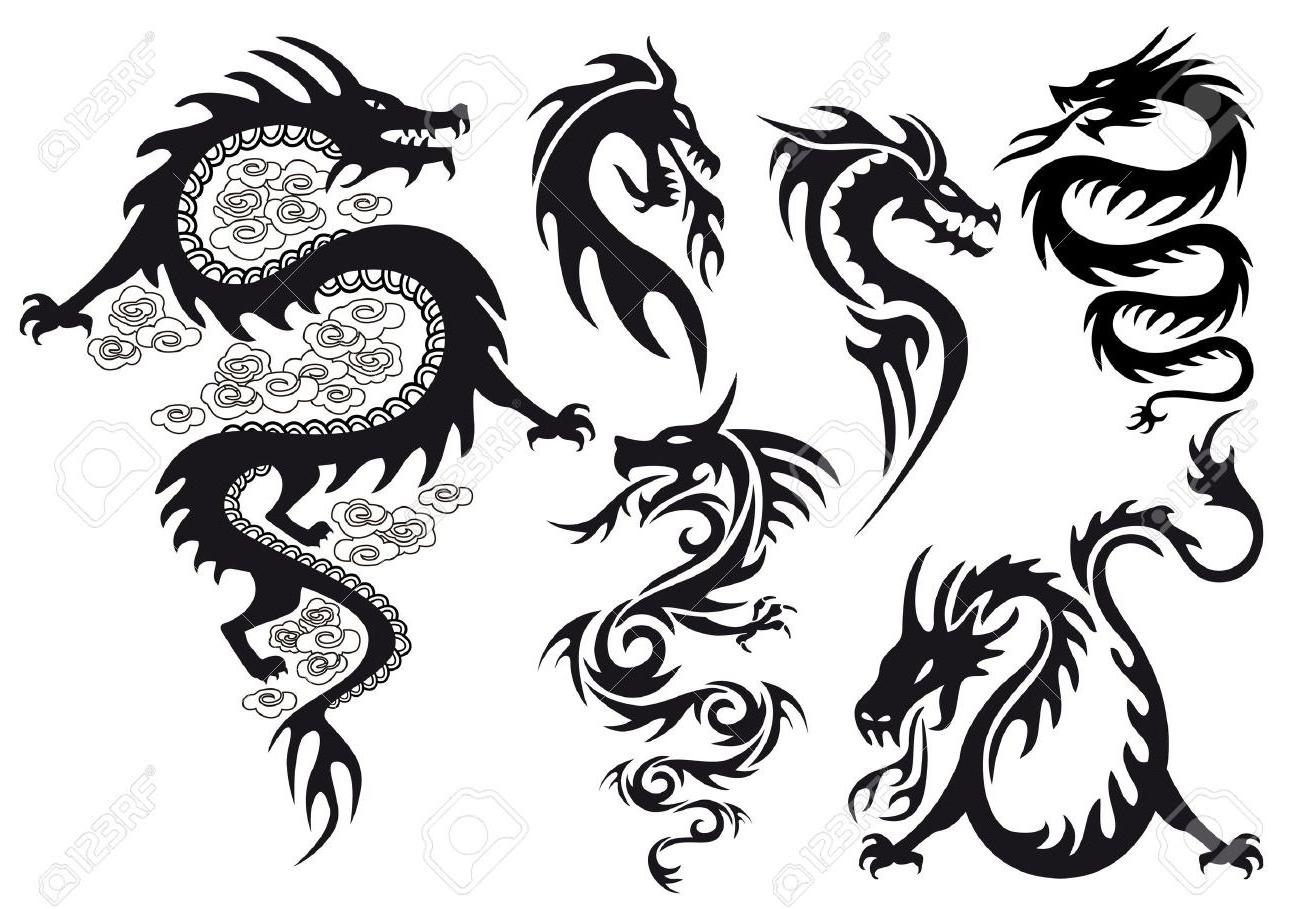 1300x909 Best Hd Hd Dragons Tattoos With Flames Stock Vector Dragon Tattoo