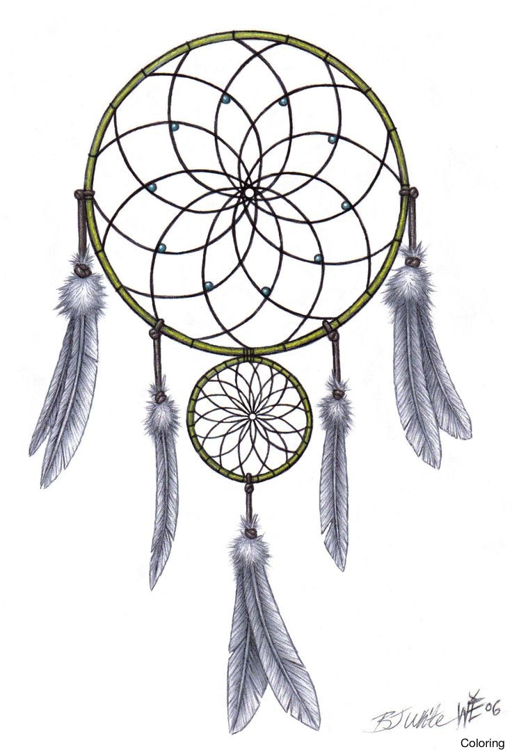 736x1084 Dream Catcher Drawing Tattoo Drawings Of Dreamcatchers Coloring