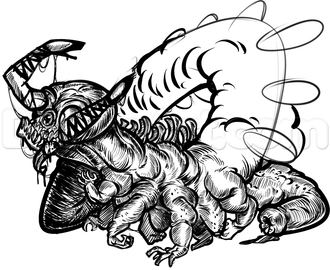 1114x912 Cool Monster Drawings How To Draw A Cool Monster Tattoo, Stepstep