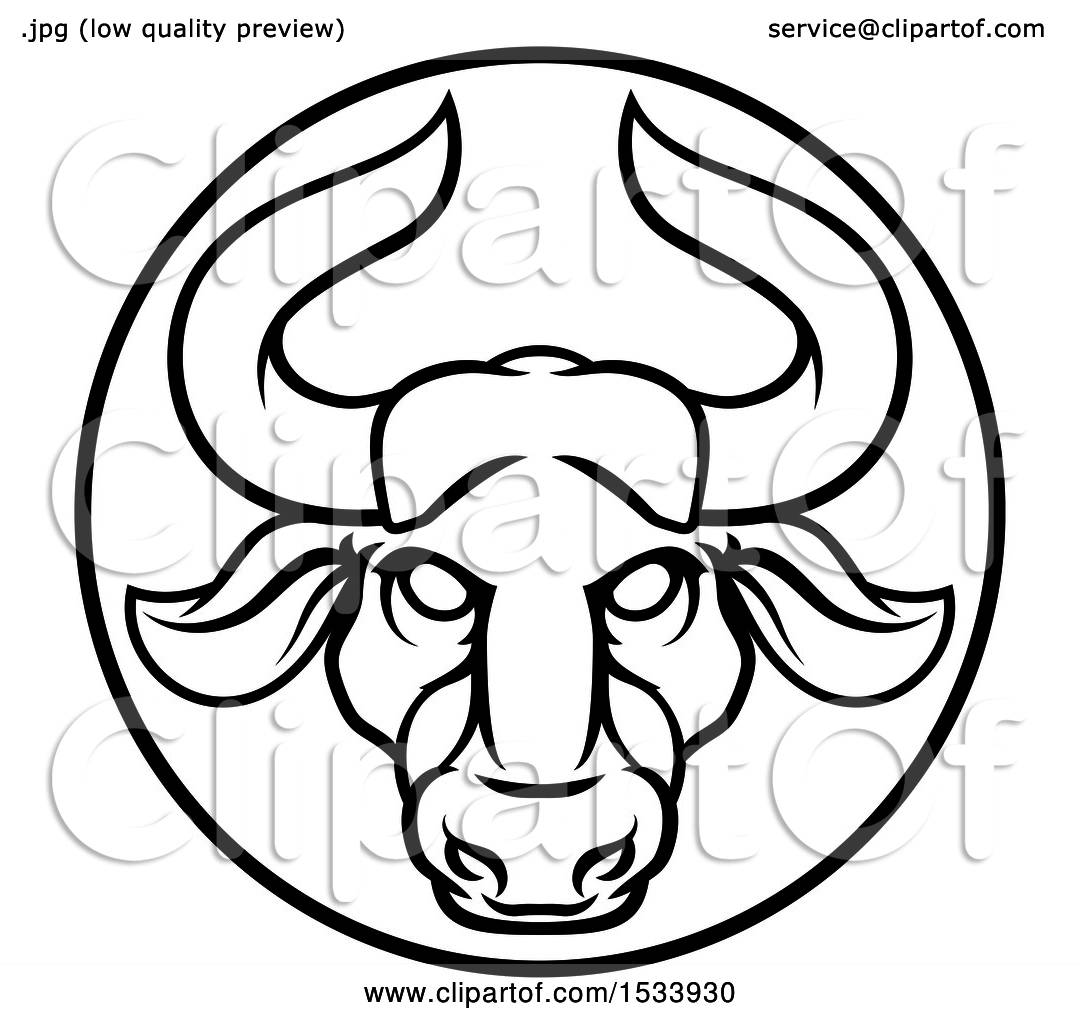 1080x1024 Clipart Of A Zodiac Horoscope Astrology Taurus Bull Circle Design