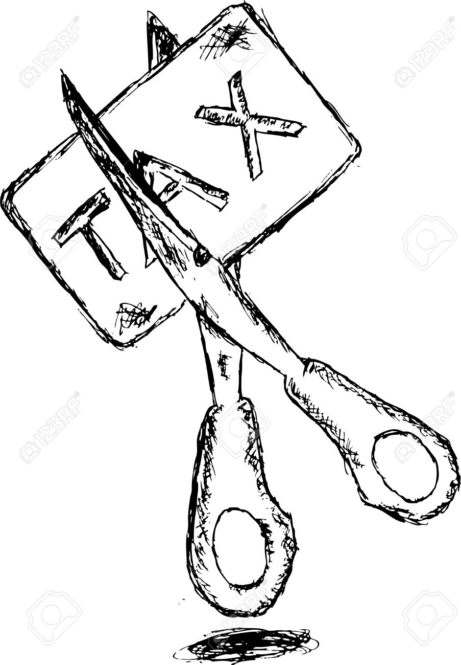 903x1300 Hand Draw, Sketch Of Tax Cutting Stock Photo, Picture And Royalty