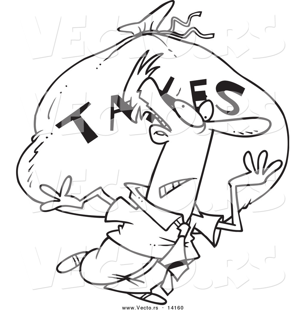 1024x1044 Vector Of A Cartoon Businessman Carrying A Huge Bag Of Money