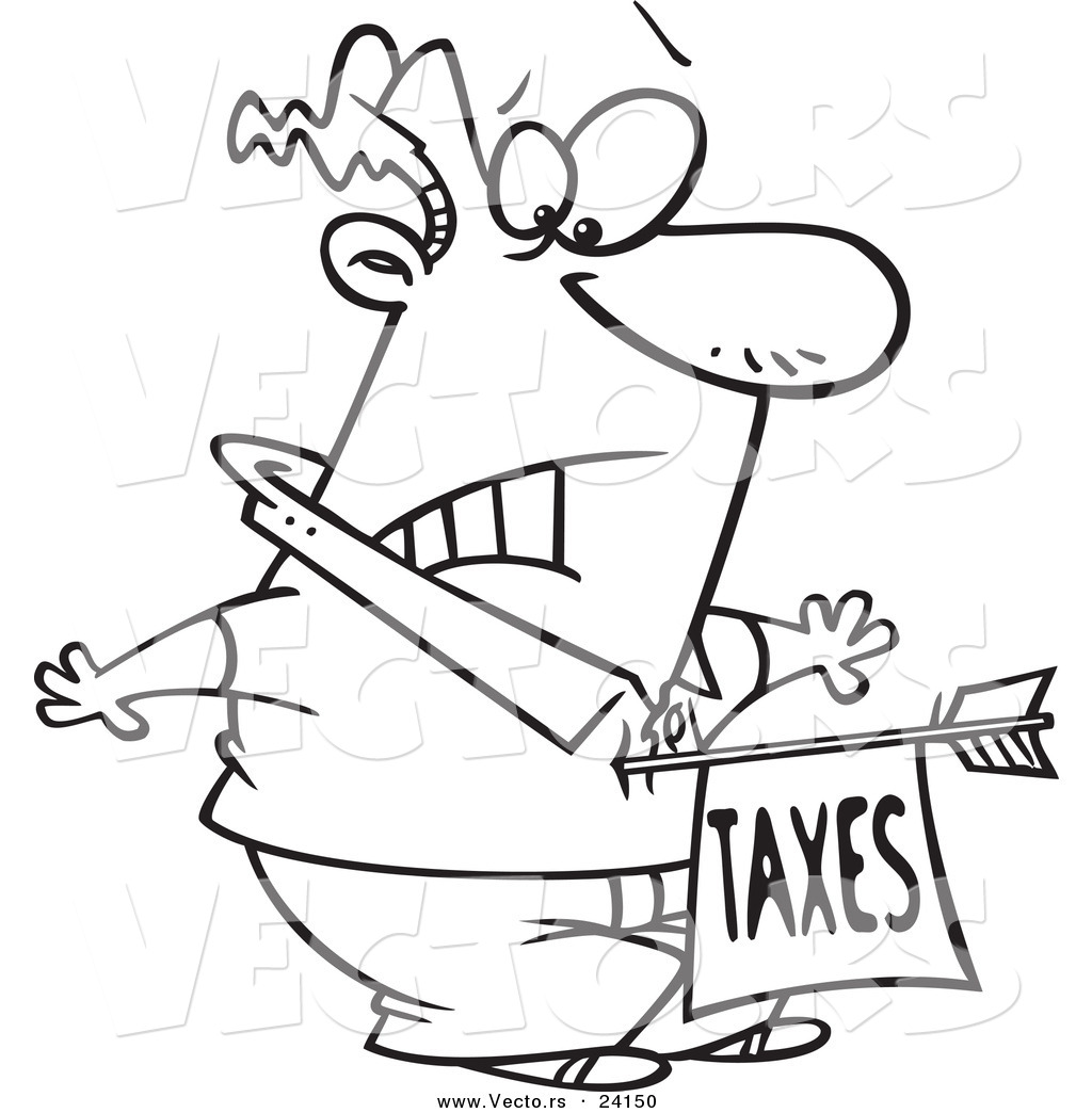 1024x1044 Vector Of A Cartoon Man Being Struck With A Taxes Arrow