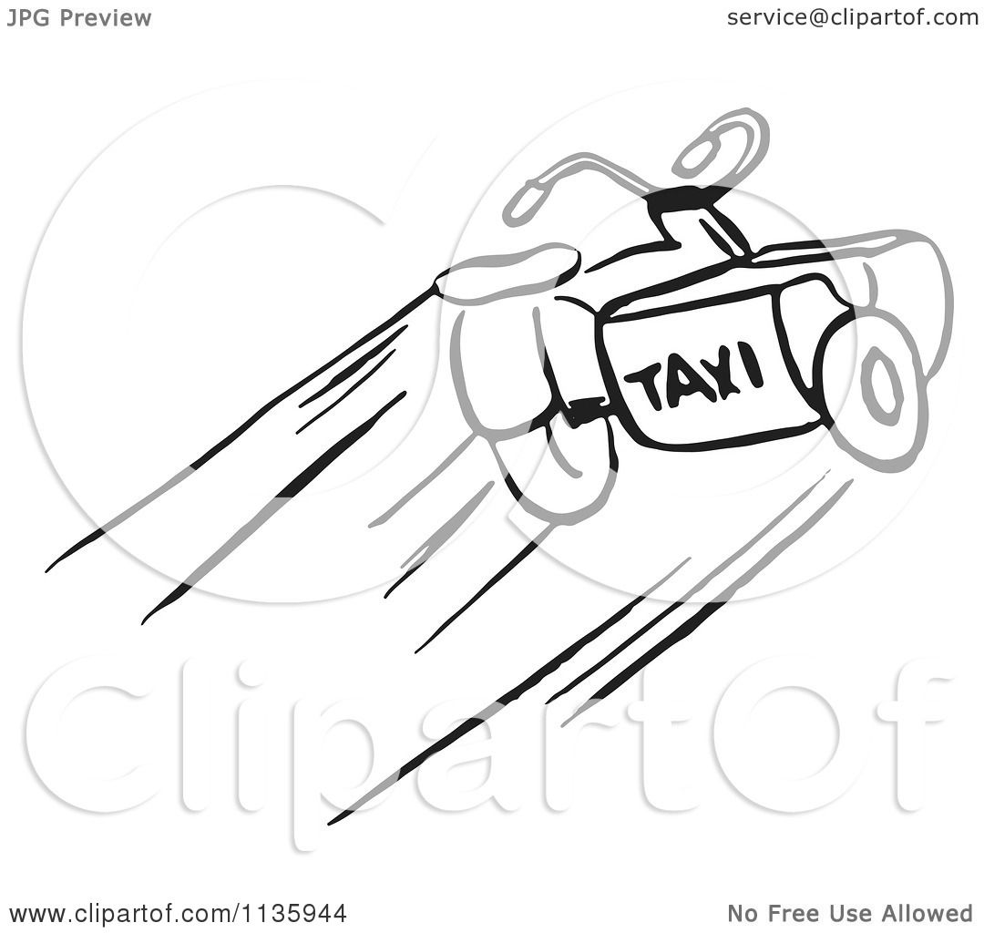 1080x1024 Clipart Of A Retro Vintage Black And White Taxi Motorcycle