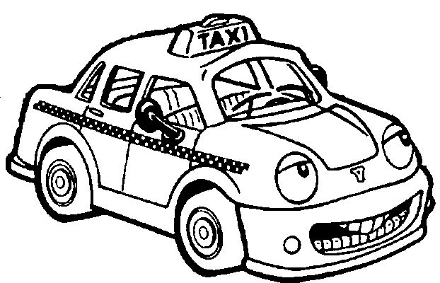 622x400 Coloring Page Of A Taxi With A Sharp Teeth And Eyes