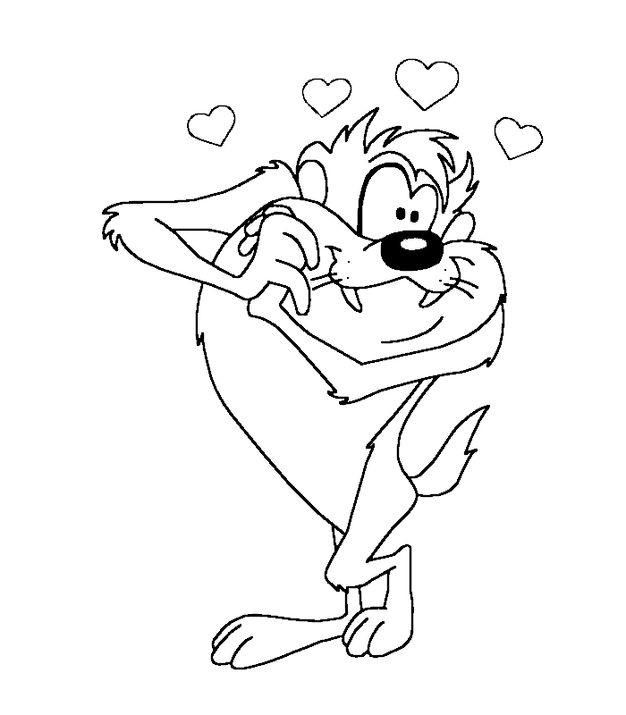 700x800 Drawing Coloring For Child Taz Drawing Love Coloring