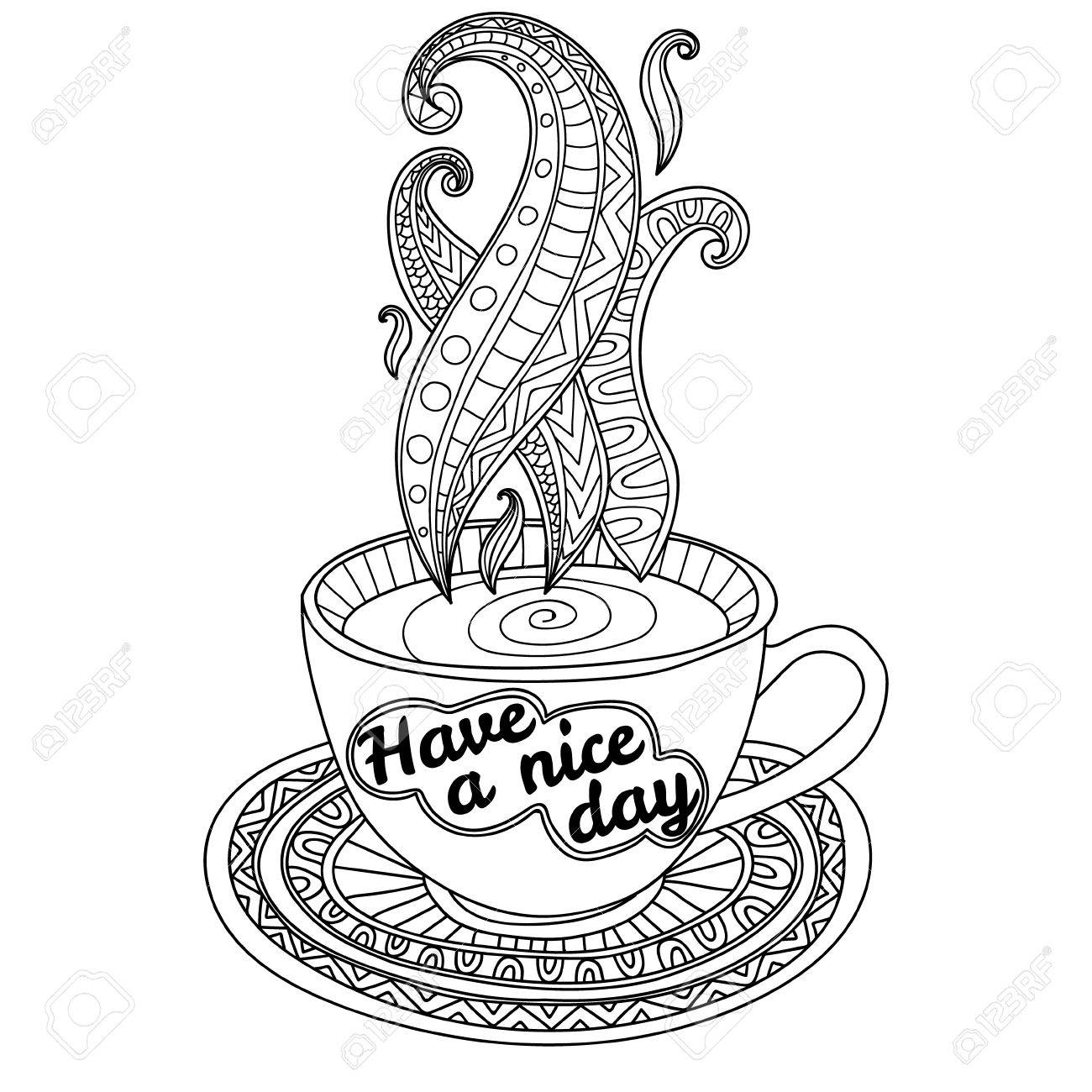 1300x1300 Vector Coffee Or Tea Cup With Abstract Ornaments And Lettering
