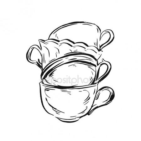 450x450 Hand Drawn Vector Line Ink Sketch Of Ecspresso Coffee Cup Isolated