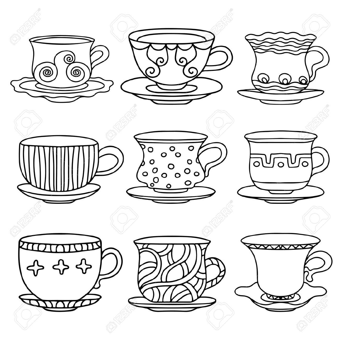 1300x1300 Tea Cup Cartoon Images Coloring Pages Cartoon