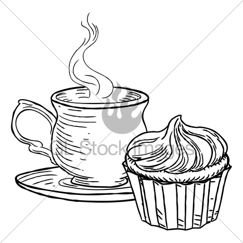500x500 Cup Of Tea And Cupcake Vintage Retro Style Gl Stock Images