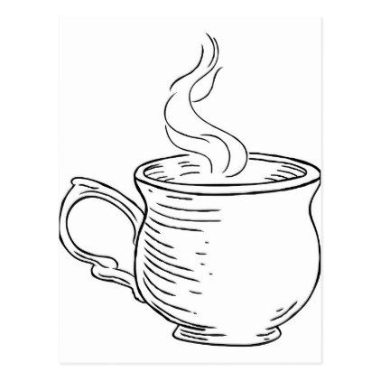 422x422 Cup Of Tea Or Coffee Vintage Retro Etched Style Postcard