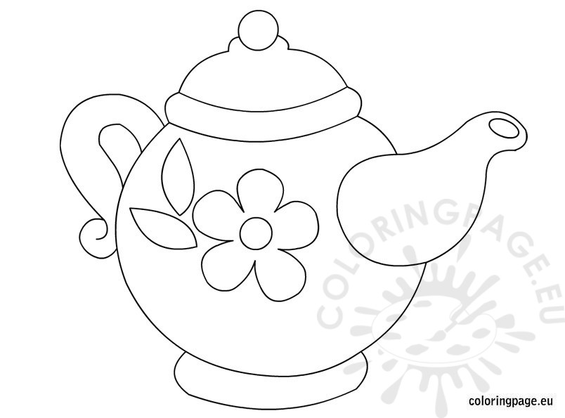 804x595 Teapot With Flower Pattern Coloring Page