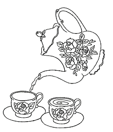 230x269 Rose Tea Set Coloring Page Embroidery Rose Tea